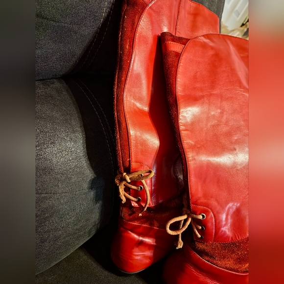 FLINGS RED Leather VINTAGE Western Boots sz8 - Picture 6 of 13